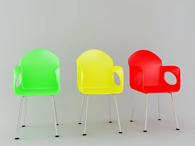 Leisure Chairs Green Yellow Red with Armrests and Metal Legs Modern Design for Living Space 3d model