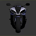 Blue Yamaha Sporty Motorcycle Featuring Streamlined Design Black Seat And Shiny Wheels
