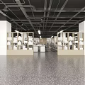 Modern Public Office Space With Open Layout Shelving Units And Work Desks