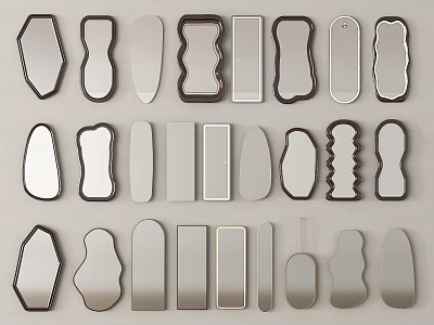 Various Shaped Decorative Mirrors For Home Wall Decoration 3d model