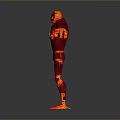 Red Flame Covered Muscular Character With Green Eye And Open Arms