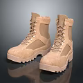 Beige Military Boots With Lace Up Design Mesh Panels And Durable Rubber Sole