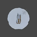 Game Movie Character Ibex with Large Curved Horns Standing on Snowy Rocky Cliff