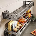 Stainless Steel Kitchen Wall Mounted Rack With Spice Jars Oil Bottle And Storage Containers
