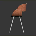 Modern Single Chair With Orange Black Upholstery and Sleek Metal Legs