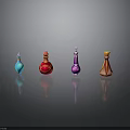 Colorful Decorative Glass Bottles With Various Shapes And Vibrant Hues On Reflective Surface