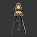 Sci-Fi Rifle Design With Yellow Blue Color Stand And Red Triangle Sign