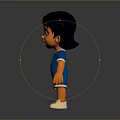 3D Model Woman With Black Short Hair Orange Eyes In Blue Sportswear And White Shoes