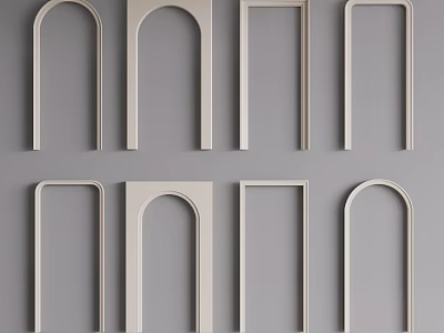 Archway Decorative Collection Featuring Various Interior Design Styles And Grey Background 3d model