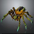 Colorful 3D Rendered Fantasy Spider Character With Orange Legs Green Claws And Purple Body