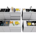 Modern Stainless Steel Kitchen Sink With Faucet And Fruit On Countertop