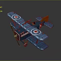 Vintage Blue Biplane Passenger Plane Model With Red Insignia And Classic Design Details