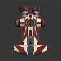 Red And White Sci Fi Spaceship Model With Multiple Engines And Transparent Cockpit 3d model