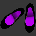 Shiny Black Patent Leather High Heels With Purple Heel Platform Sole And Reflective Surface