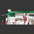 Small Shop Model Interior With Green Roof Red Tables Chairs Counter And Shelves