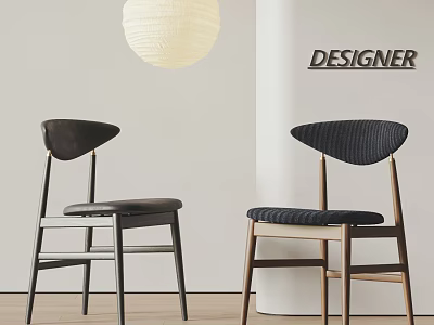 Designer Single Chairs with Wooden Frame and Textured Upholstered Seats in Modern Minimalist Interior 3d model