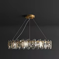 Modern Elegant Chandelier With Gold Circular Base And Clear Glass Tubes Design