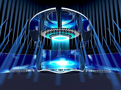 Futuristic Blue Illuminated Structure With Sleek Streamlined Design And Glowing Center 3d model