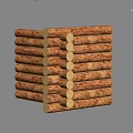 Rustic Stacked Wood Logs With Natural Texture And Round Cross Sections