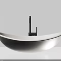 Elegant Modern White Curved Bowl Washbasin With Black Faucet Design