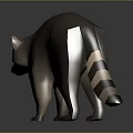 Low Poly Raccoon 3D Model in Standing Pose on Gray Background with Reflective Surface 3d model