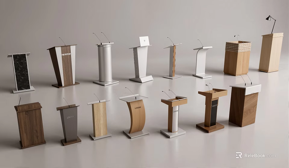 Various Modern Podiums With Wooden And Metal Designs For Interior 3d model 