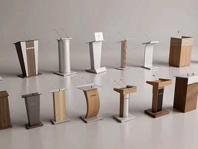 Various Modern Podiums With Wooden And Metal Designs For Interior 3d model