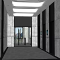 Modern Elevator Lobby Interior With Marble Walls Elevator Doors Polished Floors And Lighting 3d model