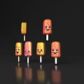 Fun Colorful Popsicles With Smiling Faces On Black Background And Bright Hues