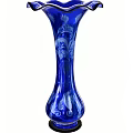 Elegant Blue Ceramic Vase with Intricate White Floral Patterns for Home Decor