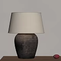Modern Table Lamp With Gradient Ceramic Base And Beige Lampshade On Wooden Table 3d model