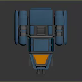 Futuristic Blue Mechanical 3D Model With Orange Window Gray Components And Thrusters 3d model