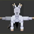Pixel Art 3D Dragon Character With Blocky White Body Blue Eyes And Horns
