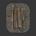 Rustic Stacked Wooden Logs Placed On Textured Natural Stone Surface With Grain