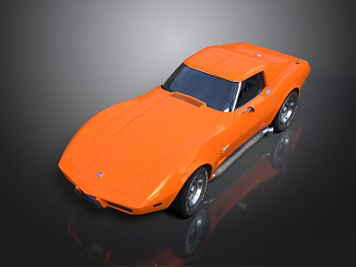 Classic Orange Sports Car With Sleek Design Black Windows And Silver Wheels 3d model