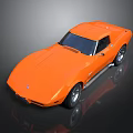 Classic Orange Sports Car With Sleek Design Black Windows And Silver Wheels