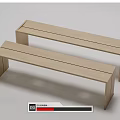 Two Light Wooden Public Benches In Simple Design With Long Rectangular Shape And Smooth Surface 3d model