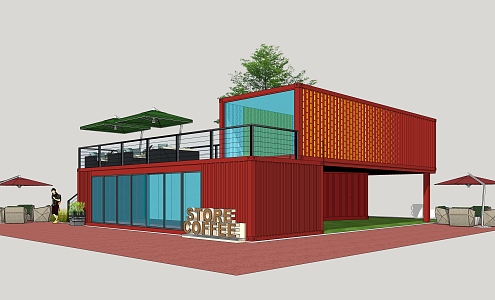 Modern Container Cafe 3d model