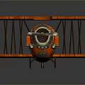 Vintage Orange Biplane Toy Model With Cosmic Aviation Design Elements