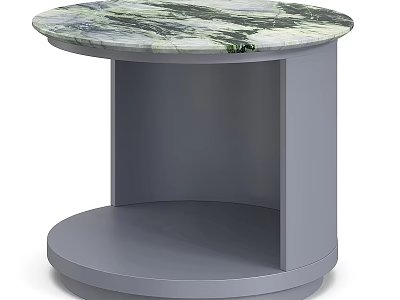 Modern Round Marble Top Coffee Table With Grey Solid Base And Practical Open Storage Shelf 3d model