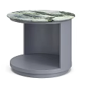 Modern Round Marble Top Coffee Table With Grey Solid Base And Practical Open Storage Shelf