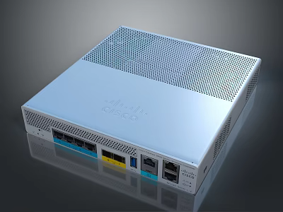 Cisco White Network Switch Device With Multiple Ethernet Ports And Ventilation Holes 3d model