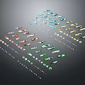 Colorful Small Toy Cars Arranged In Rows With Various Colors On Dark Background