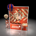 Monkey Shoulder Photo Spot With Red White Striped Background Golden Decorations And Hot Air Balloons