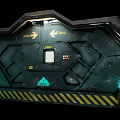 Industrial Sci Fi Hatch Door With Arrows Number 3543 Warning Sign And Caution Stripes