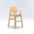 Light Wood Child High Chair With Armrests Small Step And Simple Design