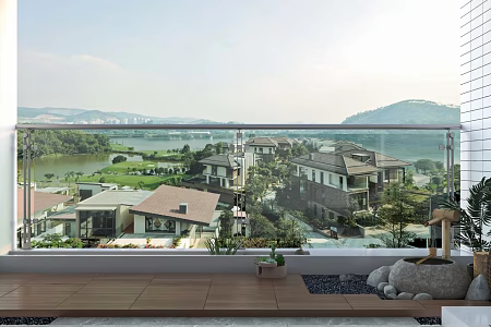 Modern Guardrail Balcony Glass Railing 3d model