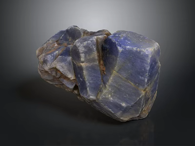 Blue Purple Irregular Stone With Natural Texture And Cracks On Dark Background 3d model