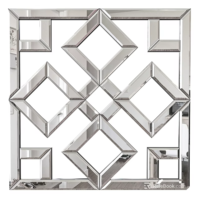 Decorative Geometric Mirror With Diamond Shaped Panels For Wall Decor 3d model