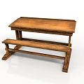 Rustic Wooden Dining Table And Bench Set For Home Furniture Decor